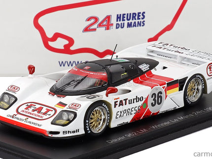 Porsche Dauer 962 3.0L Turbo Team Le Mans Porsche N°36 Víťaz 24h Le Mans 1994 Mauro Baldi - Hurley Haywood - Yannick Dalmas 1:43 Spark Model biela červená