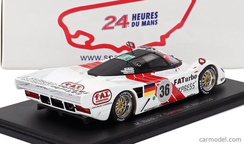 Porsche Dauer 962 3.0L Turbo Team Le Mans Porsche N°36 Víťaz 24h Le Mans 1994 Mauro Baldi - Hurley Haywood - Yannick Dalmas 1:43 Spark Model biela červená