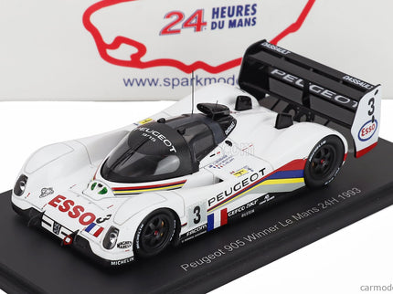 Peugeot 905 EVO1B 3.5L V10 Team Peugeot Talbot Sport N°3 Víťaz 24h Le Mans 1993 Geoff Brabham - Christophe Bouchut - Eric Helary 1:43 Spark Model biela čierna