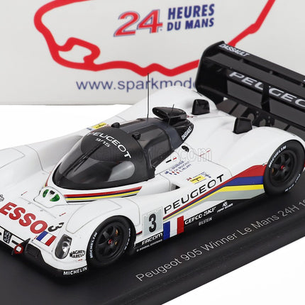 Peugeot 905 EVO1B 3.5L V10 Team Peugeot Talbot Sport N°3 Víťaz 24h Le Mans 1993 Geoff Brabham - Christophe Bouchut - Eric Helary 1:43 Spark Model biela čierna