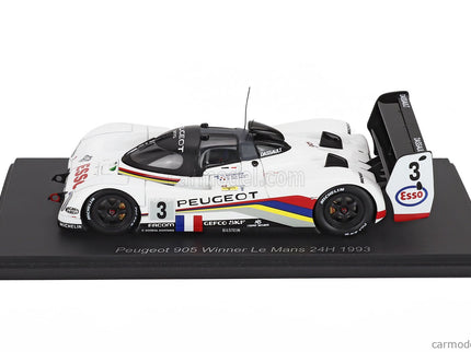 Peugeot 905 EVO1B 3.5L V10 Team Peugeot Talbot Sport N°3 Víťaz 24h Le Mans 1993 Geoff Brabham - Christophe Bouchut - Eric Helary 1:43 Spark Model biela čierna