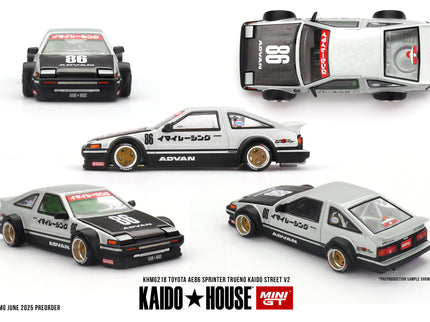 Toyota Sprinter Trueno AE86 Kaido Street V2 1:64 MINI GT biela čierna