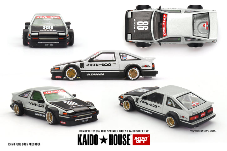 Toyota Sprinter Trueno AE86 Kaido Street V2 1:64 MINI GT biela čierna