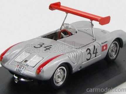 Porsche 550 RS N°34 1000Km Nurburgring 1956 Michael May - Pierre May 1:43 Brumm strieborná