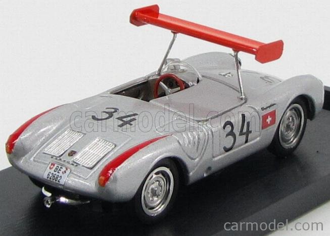 Porsche 550 RS N°34 1000Km Nurburgring 1956 Michael May - Pierre May 1:43 Brumm strieborná