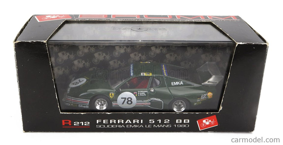 Ferrari 512BB Scuderia Emka N°78 24h Le Mans 1980 S.O'rourke - R.Down - S.Philips 1:43 Brumm zelená