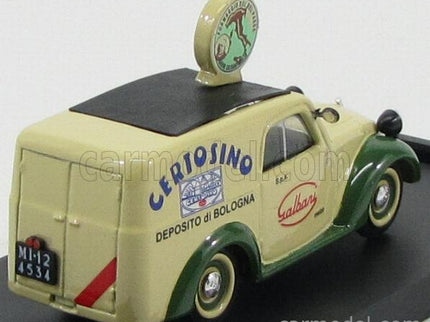 Fiat 500B Furgone Van Veicolo Commerciale Publicitaire Galbani Melzo Milano Deposito Di Bologna 1950 1:43 Brumm krémová zelená
