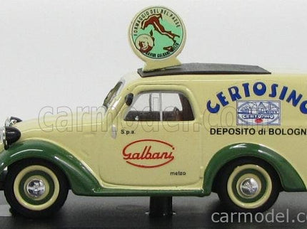 Fiat 500B Furgone Van Veicolo Commerciale Publicitaire Galbani Melzo Milano Deposito Di Bologna 1950 1:43 Brumm krémová zelená
