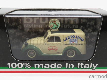 Fiat 500B Furgone Van Veicolo Commerciale Publicitaire Galbani Melzo Milano Deposito Di Bologna 1950 1:43 Brumm krémová zelená