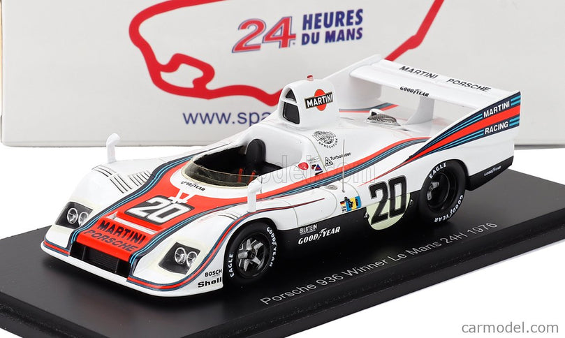 Porsche 936 2.1L Turbo Team Martini Racing Porsche System N°20 Víťaz 24h Le Mans 1976 Jacky Ickx - Gijs Van Lennep 1:43 Spark Model biela červená
