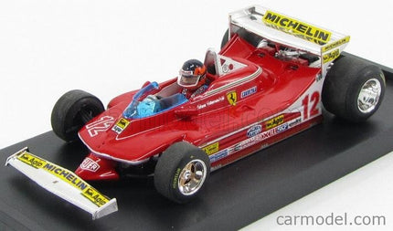 Ferrari F1 312T4 N°12 Prove Ala Posteriore Ovest USA GP 1979 Gilles Villeneuve + Pilot 1:43 Brumm červená