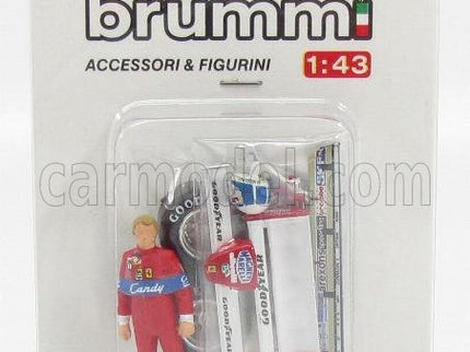 Accessories Didier Pironi For Ferrari F1 126CK Turbo 1981 With Helma + Front A Rear Wings + Qualifying Tyres 1:43 Brumm červená