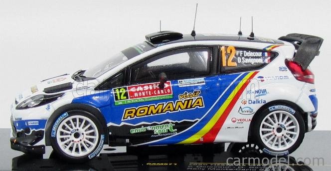 Ford Fiesta RS WRC N°12 Rally Montecarlo 2014 F.Delecour - D.Savignoni 1:43 IXO Models modrá biela čierna