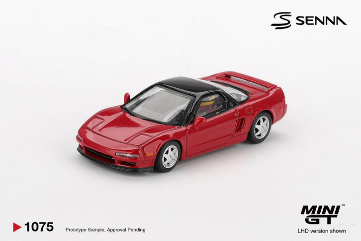 Honda NS-X Prototype Midship Sports 1989 Ayrton Senna s figúrkou 1:64 MINI GT červená