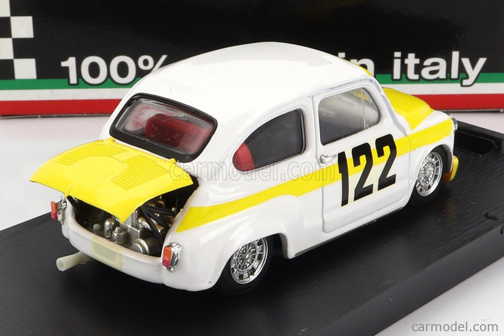 Fiat 600 Abarth 850TC N°122 Coppa Collina 1969 Avantieri Bresci 1:43 Brumm biela žltá