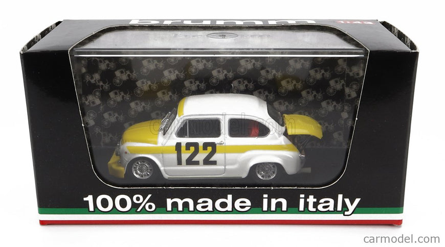 Fiat 600 Abarth 850TC N°122 Coppa Collina 1969 Avantieri Bresci 1:43 Brumm biela žltá