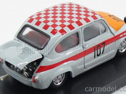 Fiat 600 Abarth 1000 Corsa N°107 Víťaz 500km Nurburgring 1967 Edelhof 1:43 Brumm sivá oranžová