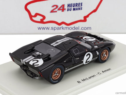Ford GT40 Mkii 7.0L V8 Team Shelby American Inc. N°2 Víťaz 24h Le Mans 1966 Bruce Mclaren - Chris Amon 1:43 Spark Model čierna strieborná