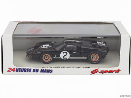 Ford GT40 Mkii 7.0L V8 Team Shelby American Inc. N°2 Víťaz 24h Le Mans 1966 Bruce Mclaren - Chris Amon 1:43 Spark Model čierna strieborná