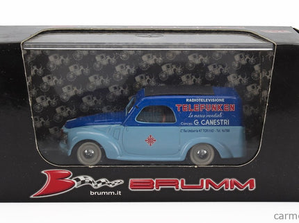 Fiat 500C Belvedere Van Telefunken Assistenza 1950 1:43 Brumm svetlomodrá modrá