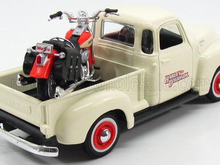 CHEVROLET | 3100 PICK-UP 1950 + MOTORCYCLE HARLEY DAVIDSON FLSTS HERITAGE SPRINGER 2001 | IVORY