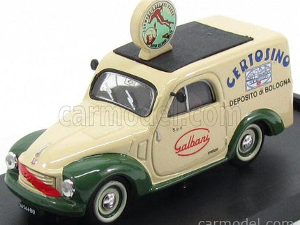 Fiat 500C Furgone Van Veicolo Commerciale Publicitaire Galbani Melzo Milano Deposito Di Bologna 1950 1:43 Brumm krémová zelená