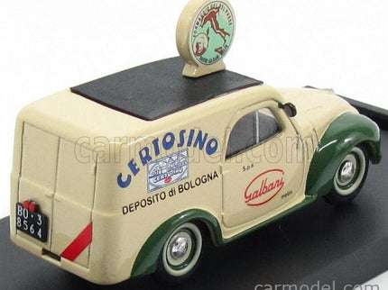 Fiat 500C Furgone Van Veicolo Commerciale Publicitaire Galbani Melzo Milano Deposito Di Bologna 1950 1:43 Brumm krémová zelená