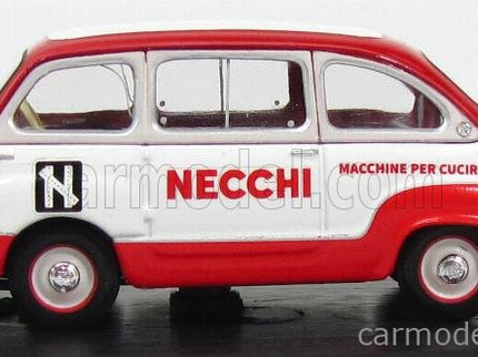 Fiat 600 Multipla Veicolo Commerciale Macchine Per Cucire Necchi 1960 1:43 Brumm biela červená