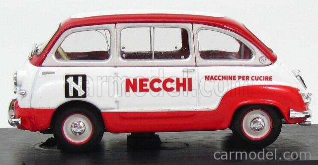 Fiat 600 Multipla Veicolo Commerciale Macchine Per Cucire Necchi 1960 1:43 Brumm biela červená