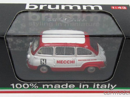 Fiat 600 Multipla Veicolo Commerciale Macchine Per Cucire Necchi 1960 1:43 Brumm biela červená