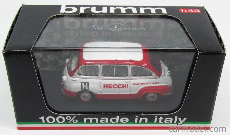 Fiat 600 Multipla Veicolo Commerciale Macchine Per Cucire Necchi 1960 1:43 Brumm biela červená