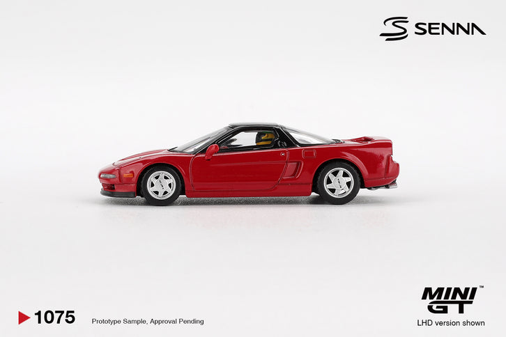 Honda NS-X Prototype Midship Sports 1989 Ayrton Senna s figúrkou 1:64 MINI GT červená