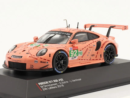 Porsche 911 991 RSR Team Porsche GT N°92 Víťaz Lmgte Pro Pink Pig Tribute 24h Le Mans 2018 Micheal Christensen - Kevin Estre - Laurens Vanthoor 1:43 IXO Models ružová