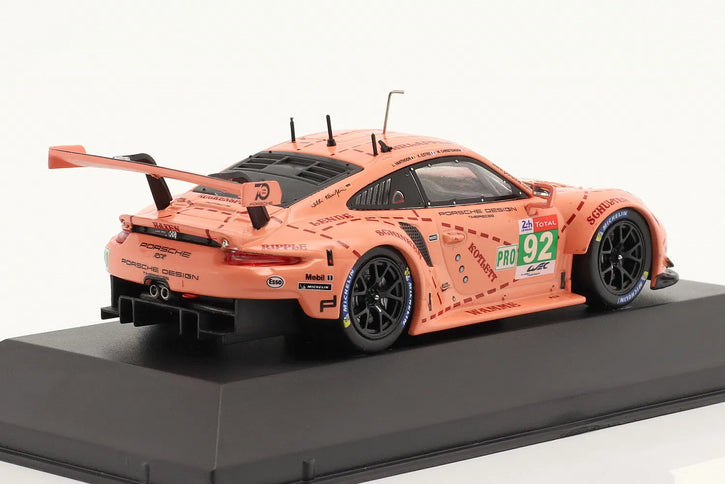 Porsche 911 991 RSR Team Porsche GT N°92 Víťaz Lmgte Pro Pink Pig Tribute 24h Le Mans 2018 Micheal Christensen - Kevin Estre - Laurens Vanthoor 1:43 IXO Models ružová
