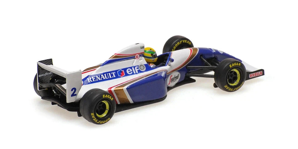 Williams F1 FW16 Team Rothmans Renault N°2 San Marino GP 1994 Ayrton Senna 1:64 Minichamps modrá biela